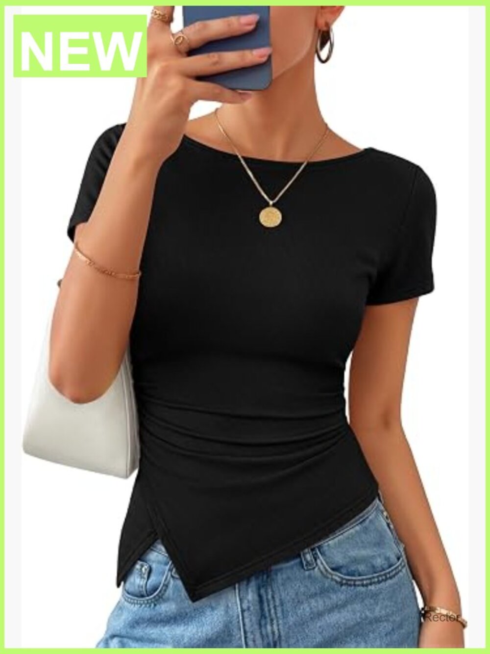 Womens Y2K Ruched Boat Neck Top Asymmetrical Hem Short Sleeve Slim Fit Summer